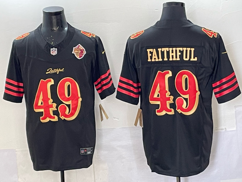 Men San Francisco 49ers #49 Faithful black 2025 Nike NFL Jersey 006